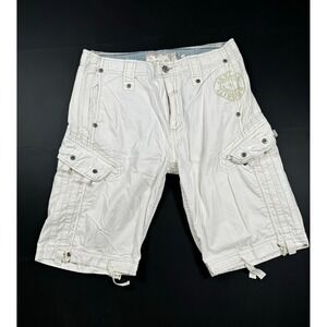 Jet Lag Men's Cargo Shorts Size 36 White Y2K Utility Multi Pocket 100% Cotton